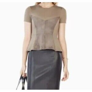 BCBGMAXAZRIA Women's Elegant Blouse in High Quality, Size XS, Brown.